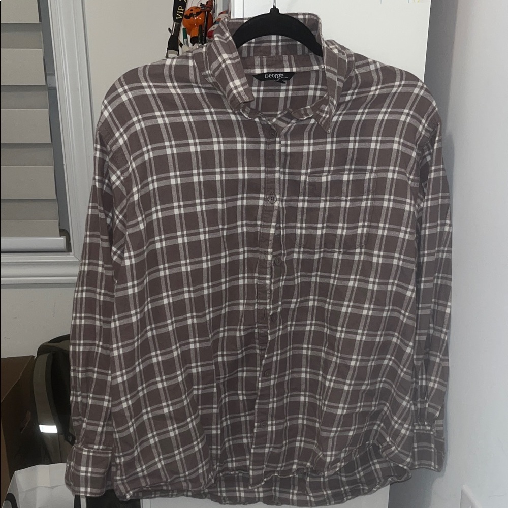 George Plaid/Flannel Brown & White Shirt